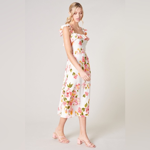 Sugarlips Magdalena Floral Ruffle Trim Milo Midi Dress - Picture 2 of 12